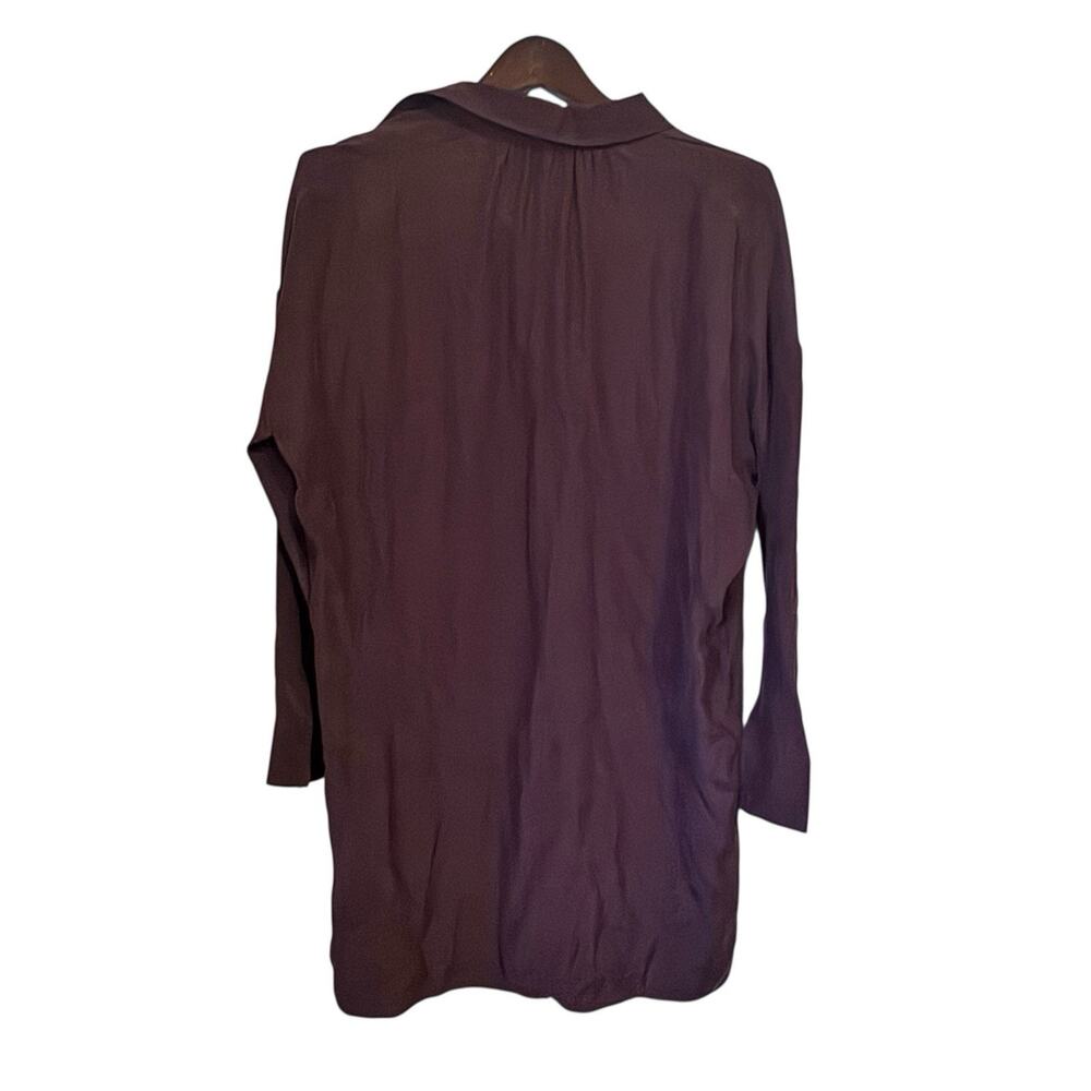 Vince 100% Silk Long Sleeve Maroon Shirt Mini Career Dress Sz Small Office Wear - Picture 2 of 5